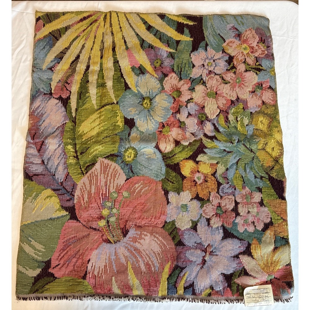 Vintage Tapestry "Tropicale" 61740 Wool‎ Spun Rayon 27 X 23.5" Original Tag